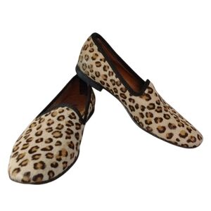 Del Toro Pony Hair Leopard Print Slip On Loafers Size 7
